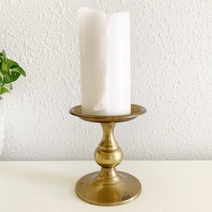 Solid brass large candle holder